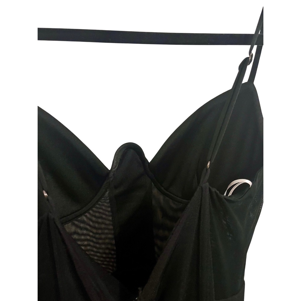 Lulus Black Bustier Mesh Maxi Dress XL Slit Formal Evening Gown - Picture 11 of 11